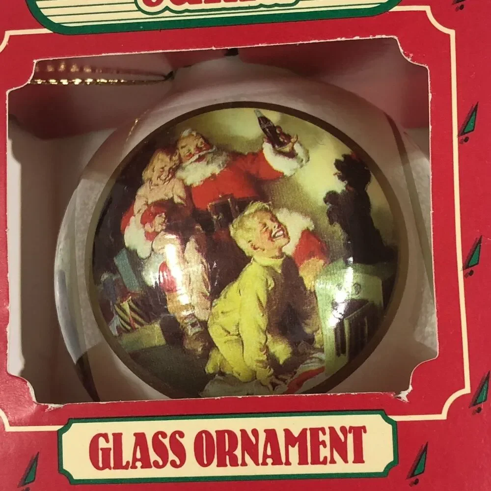Vintage Hallmark Coca-Cola Glass Ball Keepsake Ornament 1986 Santa